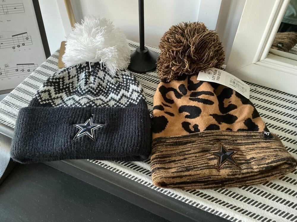 Lot of 2 Dallas Cowboys Womens '47 Brand Pom Beanie Knit Hats NWT